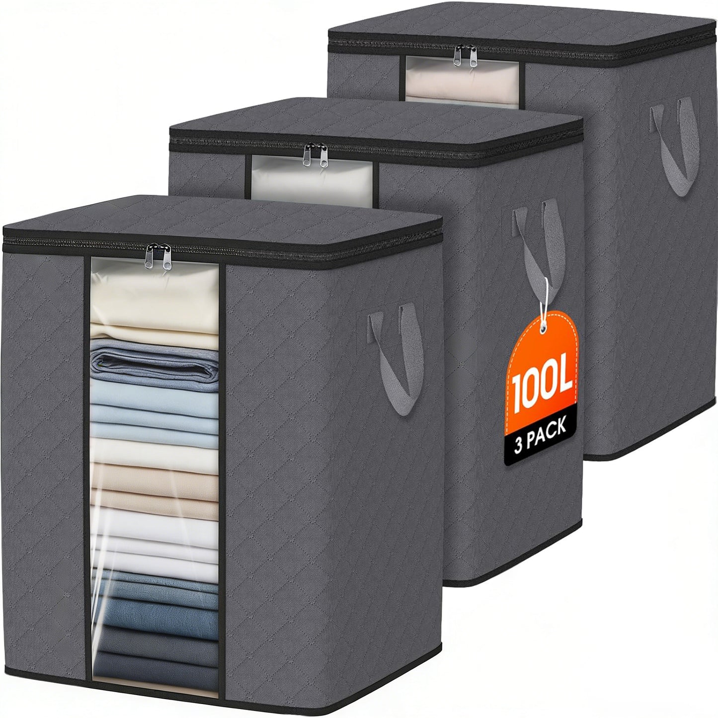 HouseFaves 3 Pack 100L Clothes Storage Bags